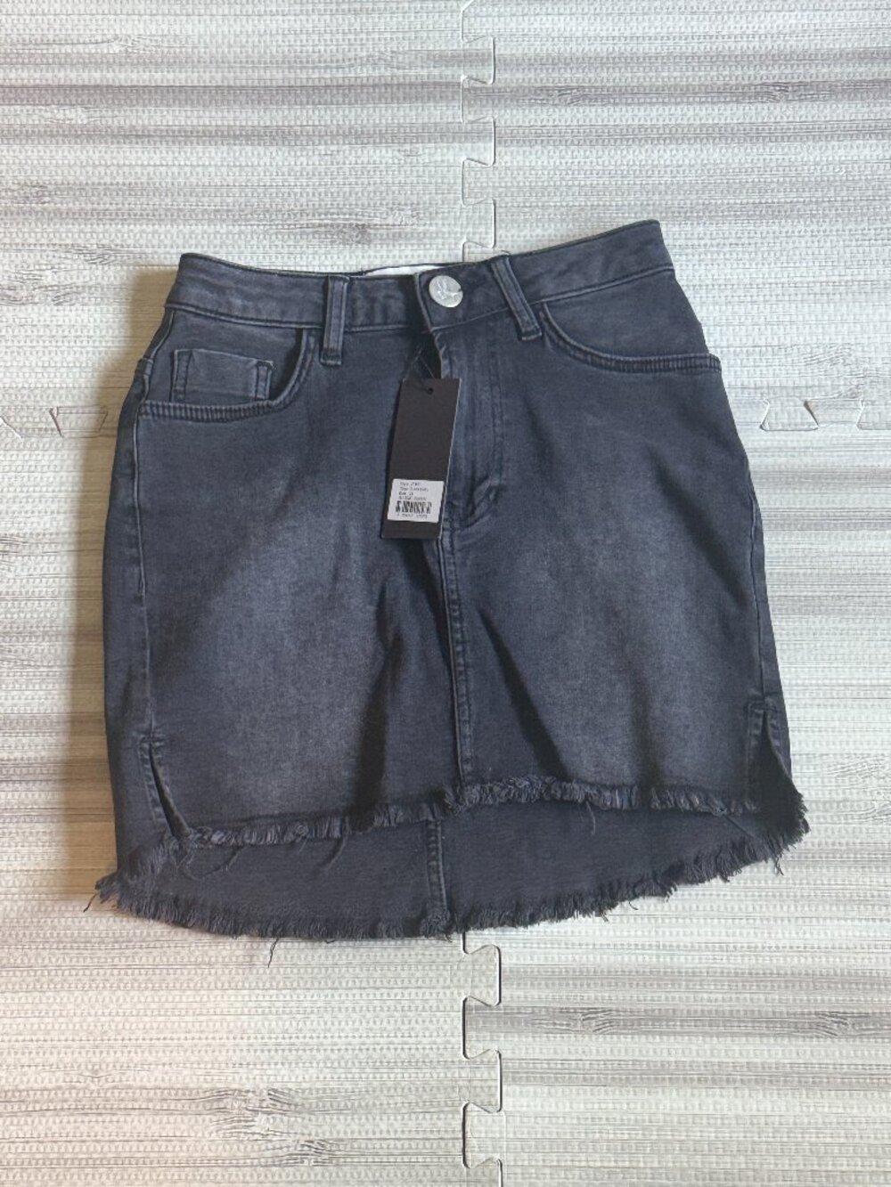 NWT One Teaspoon Women's Black Swan Mini Denim Skirt